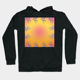 Blue curly border pattern on orange Hoodie